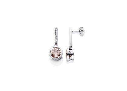 CZ Studded Bezel Mini Stick Drop Earrings